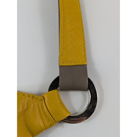 Free Endearment Yellow Purse Leather V Cut Hobo Lazer Cut Satchel Tote Bag Top - Picture 14 of 16